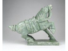 Régi faragott ásvány kínai harcos Tang ló szobor 24.5 cm