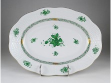 Zöld Apponyi mintás Herendi porcelán kínáló 23 x 31 cm