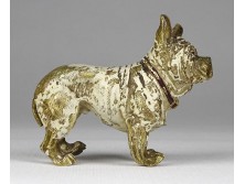 Antik angol buldog festett színezett bécsi bronz szobor 7.3 cm