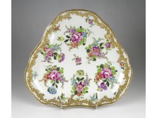 Antik aranyozott kardos Meisseni porcelán kínáló tál