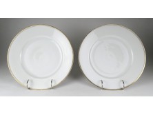Régi nagyméretű Hüttl Tivadar porcelán tányér pár 25.5 cm