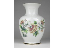 Régi virágmintás Hollóházi porcelán váza 15 cm