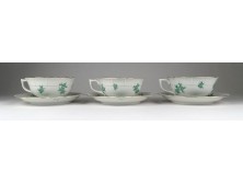 Három darab régi zöld Eton mintás Herendi porcelán teáscsésze
