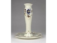 Búzavirág mintás Zsolnay porcelán gyertyatartó 14 cm