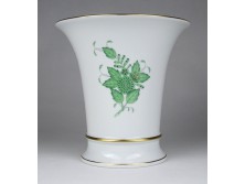 Zöld Apponyi mintás Herendi porcelán váza 15.5 cm