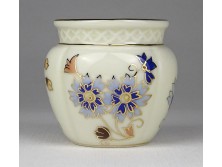 Vajszínű aranyozott Zsolnay búzavirágmintás porcelán váza