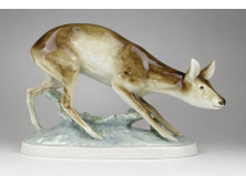 Régi nagyméretű Royal Dux porcelán őz suta 28.5 cm