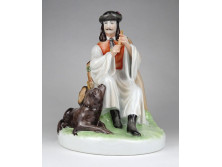 Régi Zsolnay porcelán furulyázó juhász 23 cm