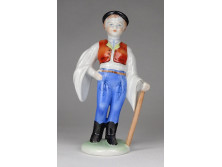 Herendi kalapos legény porcelán figura 14.5 cm