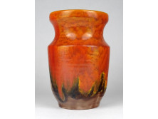 Narancssárga mázas mid century iparművész kerámia váza 15.5 cm