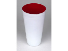 Régi hibátlan állapotú rétegelt tejüveg pohár üveg váza 15 cm