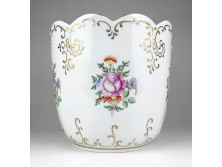 Nagyméretű kézzel festett Hollóházi porcelán kaspó 19.5 cm