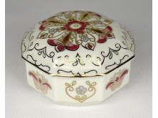 Vajszínű ritka festésű Zsolnay porcelán bonbonier