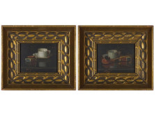 XX. századi festő : Asztali csendélet bútorkép pár