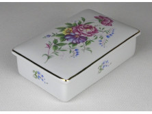Régi virágdíszes Hollóházi porcelán bonbonier