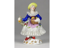 Antik Sitzendorf mini porcelán figura 7.5 cm