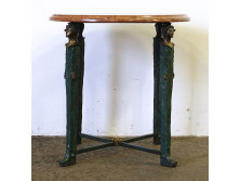 Márványlapos bronz alakos körasztal 65 x 65 cm