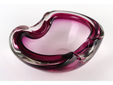 BOHEMIA lila művészi üveg hamutál 17 cm