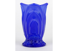 Curt Schlevogt kék üveg váza 11 cm