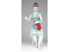 Hollóházi paprikafűző fiatal nő szobor 25 cm