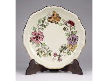 Pillangós Zsolnay vajszínű porcelán tálka hamutál 12.5 cm