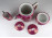 Régi rózsaszín Karlsbad porcelán kávéskészlet