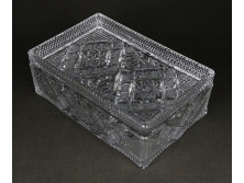 Csiszolt kristály cigaretta kínáló fedeles doboz 6 x 11 x 17 cm