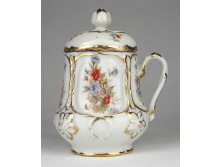 Régi hibátlan arab jelzésű fedeles füles porcelán bögre 13.5 cm