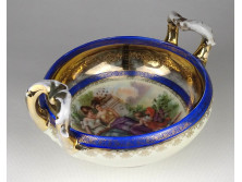 Antik jelzett Altwien porcelán asztalközép kínáló allegorikus jelenettel