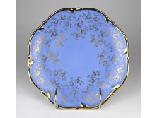 Régi aranyozott kék Bavaria Bareuther porcelán dísztányér 20 cm