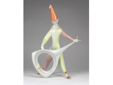 Ritka Aquincum porcelán gitározó bohóc figura 20 cm