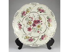 Nagyméretű vajszínű pillangós Zsolnay porcelán falitál 30.5 cm