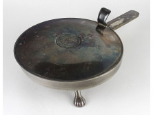 Régi jelzett ezüstözött fém BBI Prasent nyeles asztali hamutartó serpenyő 32 cm