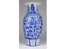 Régi kék fehér kínai porcelán váza 21 cm