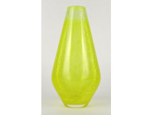 Karcagi irizáló citrom sárga fátyolüveg váza 20.5 cm
