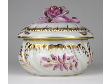 Nagyméretű rózsás Herendi porcelán bonbonier