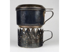 Antik ezüstözött üvegbetétes teafőző vagy kávéfőző készlet