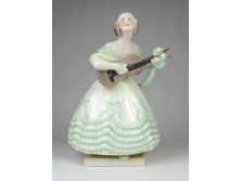 Hibátlan Herendi porcelán zöld ruhás Déryné figura 21 cm