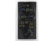 B. Urbán Teréz :  Fekete mázas absztrak fali kerámia 1968 40 x 20 cm