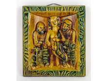 Zsuzsanna és a vének mázas samott falidísz 24.5 x 21.5 cm