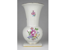 Régi hibátlan virág mintás talpas Herendi porcelán váza 16.5 cm