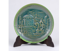 Eozin mázas Zsolnay porcelán tál tálka Pécs felirattal 11 cm