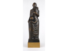 Anya gyermekével jelzett bronz szobor 27.5 cm