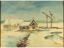 XX. századi festő : Téli tanya gémeskúttal 1939