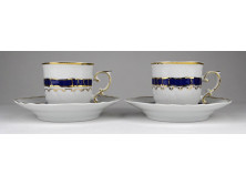 Hollóházi porcelán kávéscsésze pár alátét tányérral