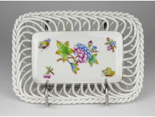 Viktória mintás Herendi porcelán fonott kosár
