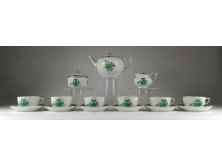 Zöld Apponyi mintás Herendi porcelán 6 személyes teáskészlet