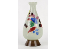 Régi festett art deco fújt üveg váza 17 cm