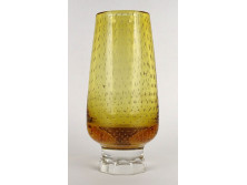 Borostyánsárga fújt művészi üveg váza 20 cm