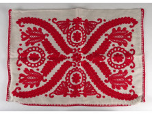 Régi hímzett piros kalotaszegi párnahuzat 36 x 50 cm